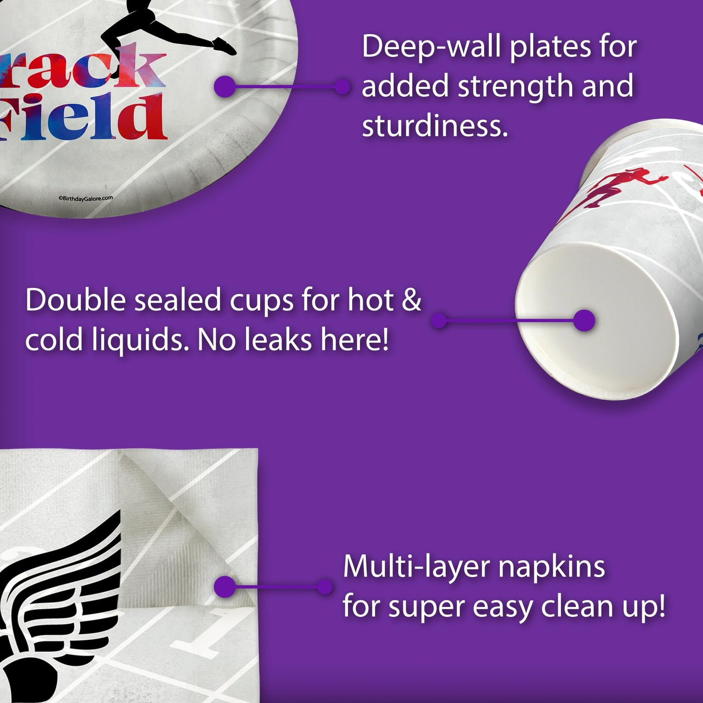 Track and Field Birthday Party Supplies Set Plates Napkins Cups Tableware Kit for 16