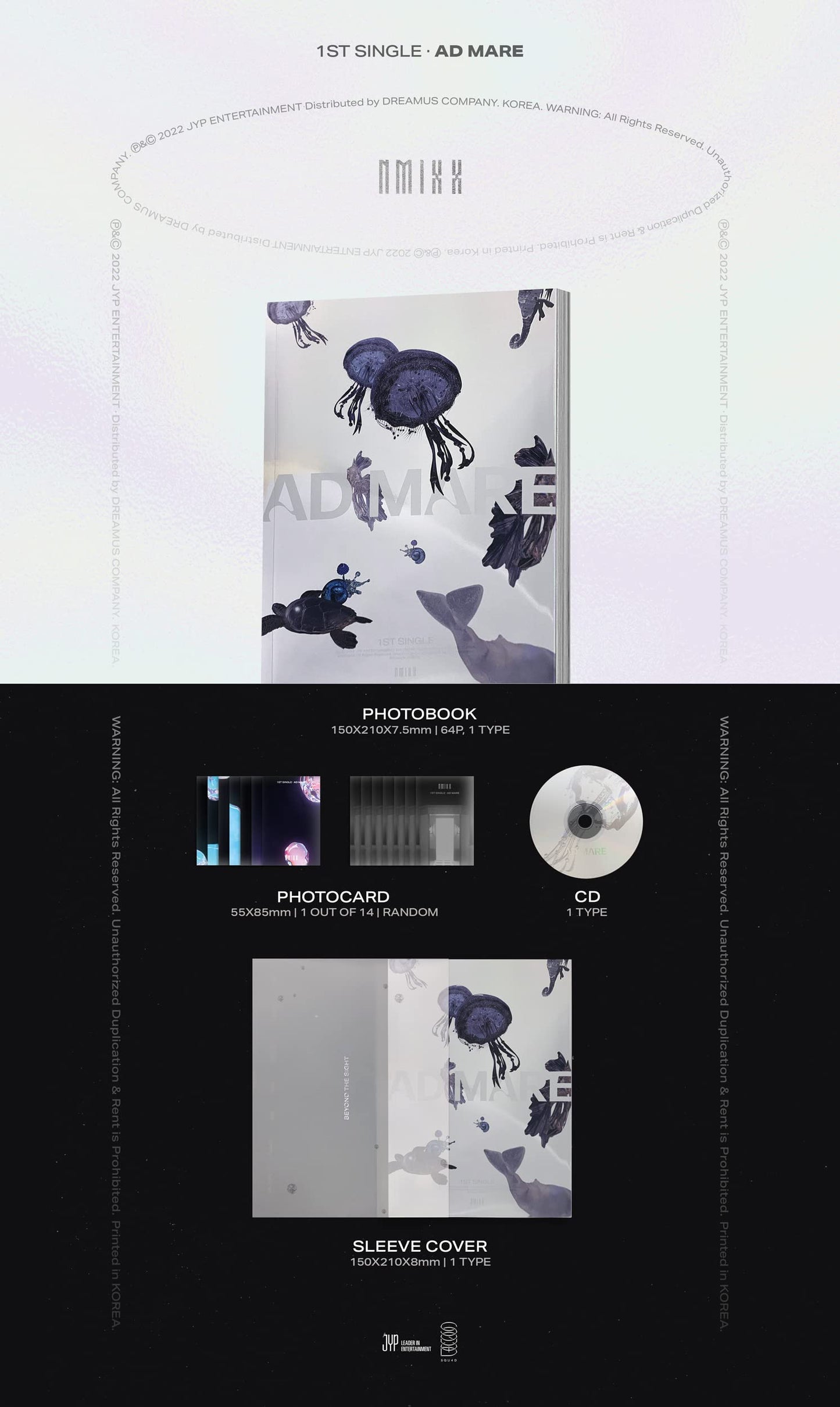 JYP Ent. NMIXX - AD MARE [Light ver.] (1st Single Album) Album+BolsVos K-POP eBook (21p),3EA BolsVos Stickers for Toploader, Photocards