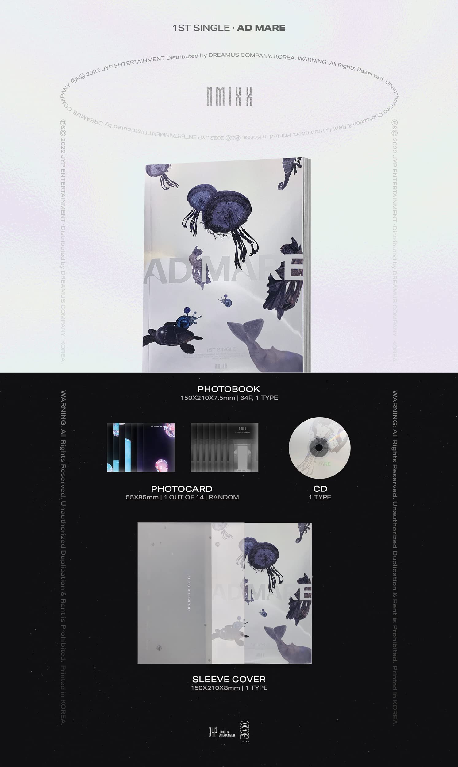 JYP Ent. NMIXX - AD MARE [Light ver.] (1st Single Album) Album+BolsVos K-POP eBook (21p),3EA BolsVos Stickers for Toploader, Photocards