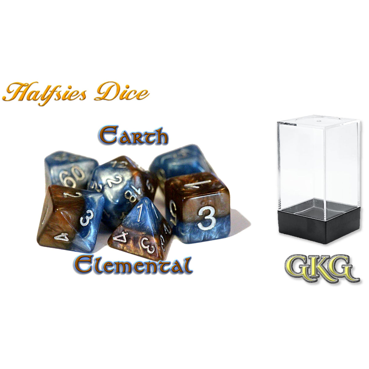 Gate Keeper Games Earth Elemental Halfsies Dice - 7pc Resin Polyhedral Set