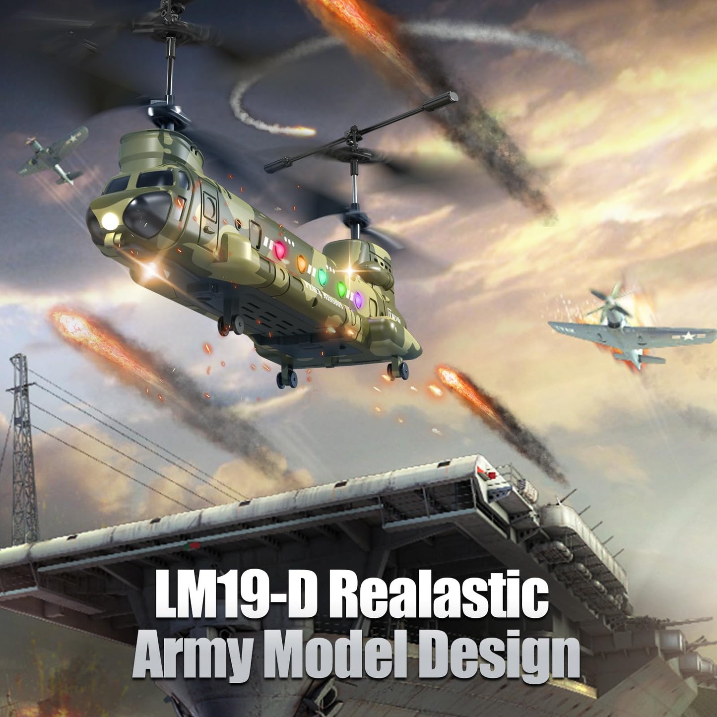 OBEST LM19-D Chinook RC Helicopter with Camera, Remote Control Military Toy