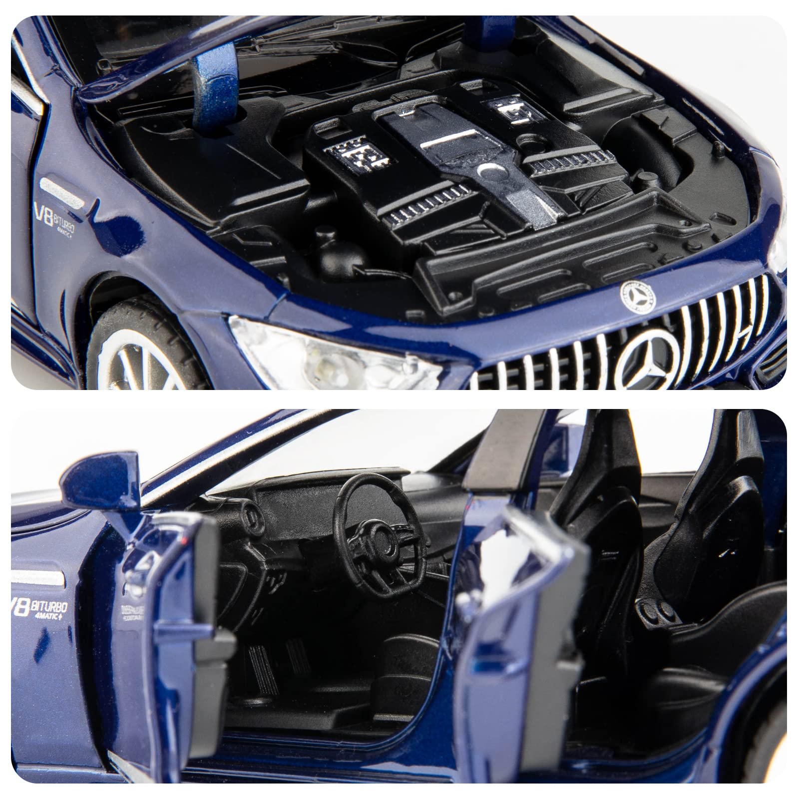 WAKAKAC 1/32 Diecast Car AMG GT63 Model Car Pull Back with Sound and Light Toy Car for Boys Girls Adult Gift(Blue)