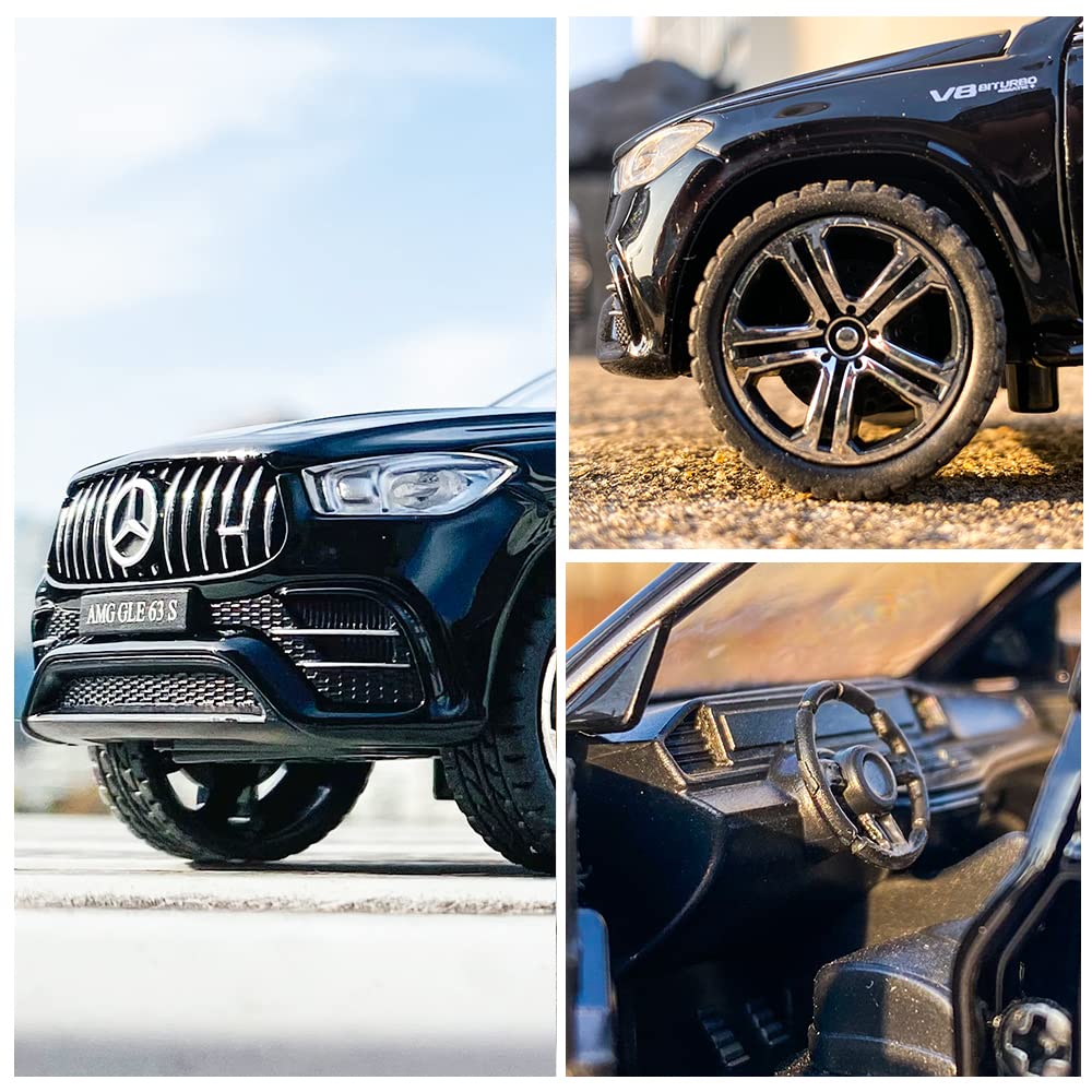 WAKAKAC 1/32 Scale AMG GLE 63S SUV Toy Car, Alloy Diecast Collectible Pull Back Car Model with Light and Sound Toy Vehicles for Adults Boys Girls Gift
