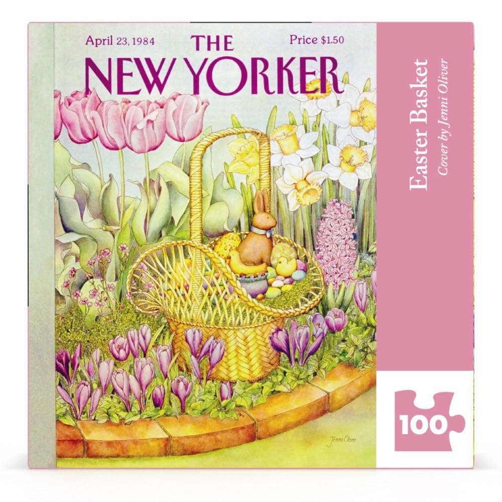 New York Puzzle Company - New Yorker Easter Basket Mini - 100 Vintage Easter Piece Jigsaw Puzzle by Jenni Oliver
