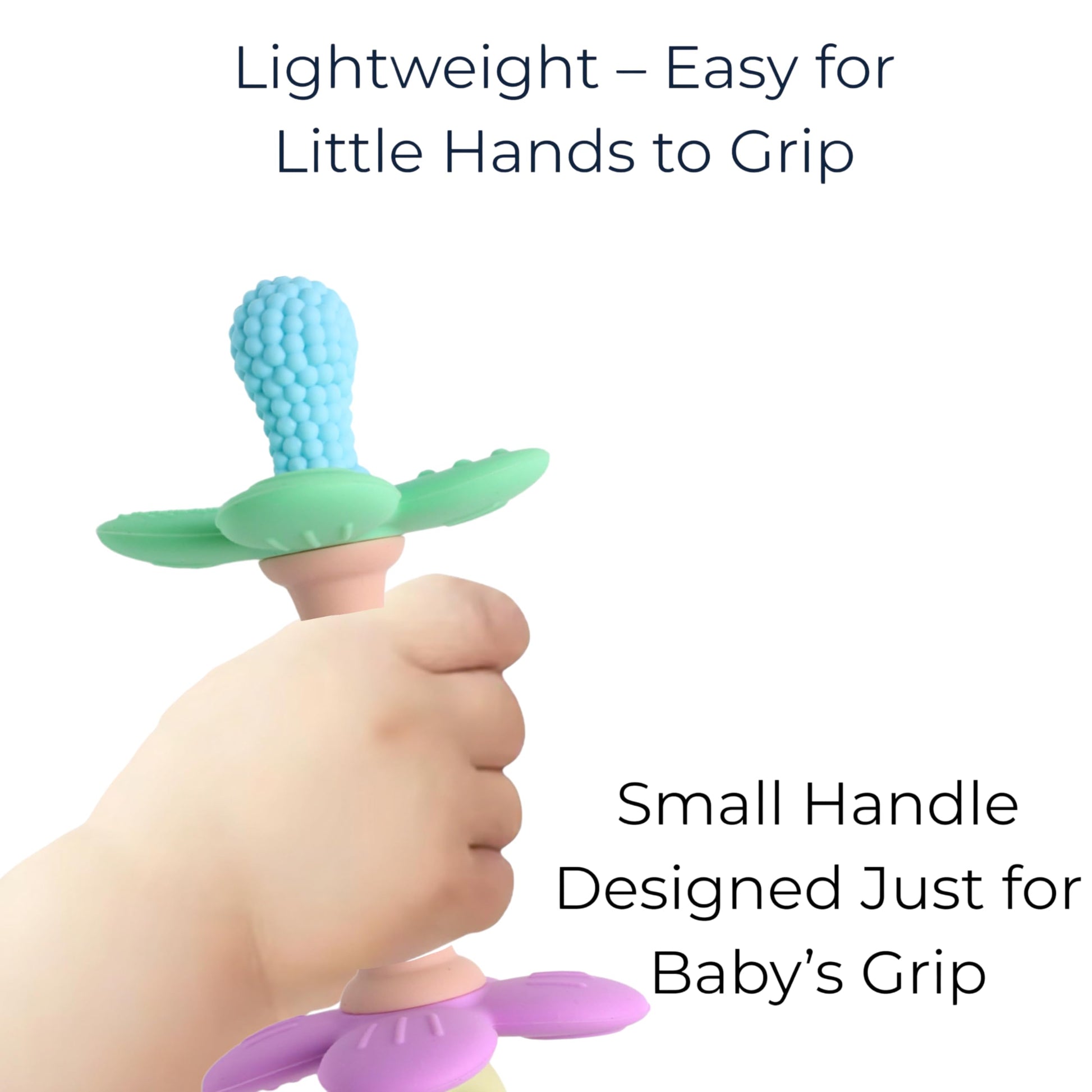 Everneer Silicone Teether Tube Stick for Babies - Textured Teething Toy with Grip Handle, Reaches Front Gums & Back Molars, BPA-Free, Easy to Hold
