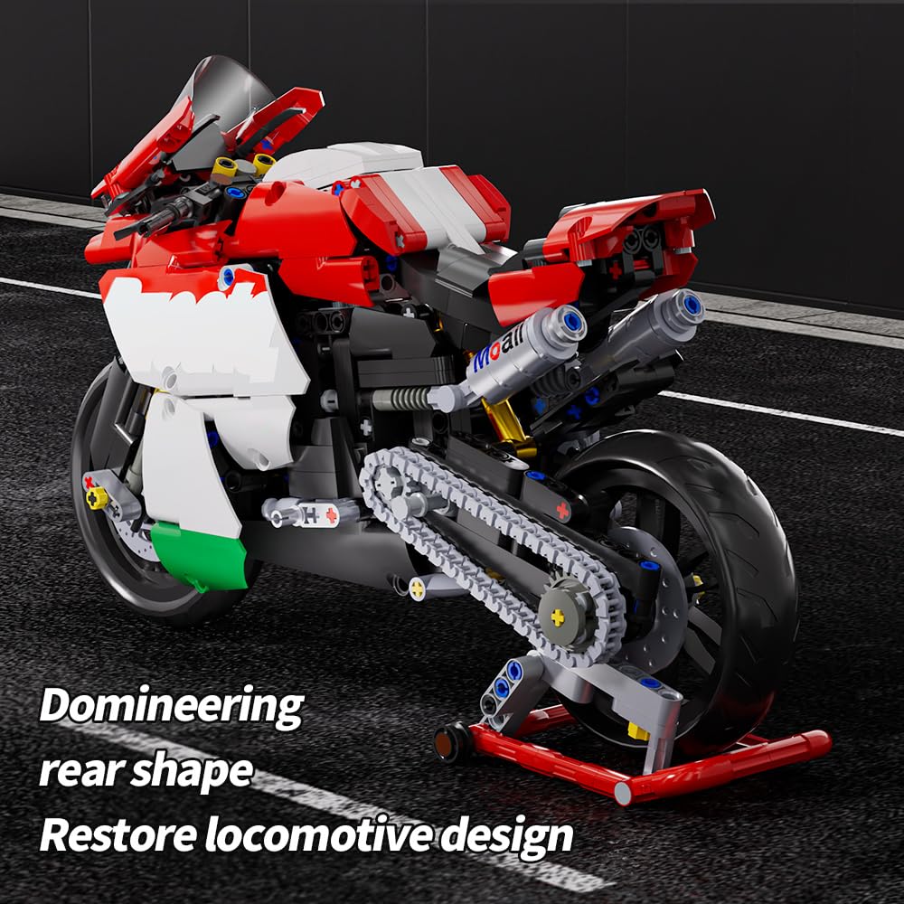 1:10 Motorcycle Building Block Set for Boys, Technical Motorbike Toy Superbike Display Collectible Model Kit Motorcycle Enthusiasts Ideal Birthday