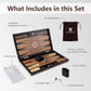 Wood Backgammon Set for Adults - 15 Inch Classic Board Game Case - Premium Folding Backgammon Set with Oversize Wooden Playing Pieces, Dices