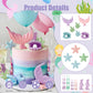 21pcs Mermaid Cake Topper - Mermaid Tail Cake Decorations with Seaweed Shells Starfish Coralal Under the Sea Cake Decorations for Birthday Party