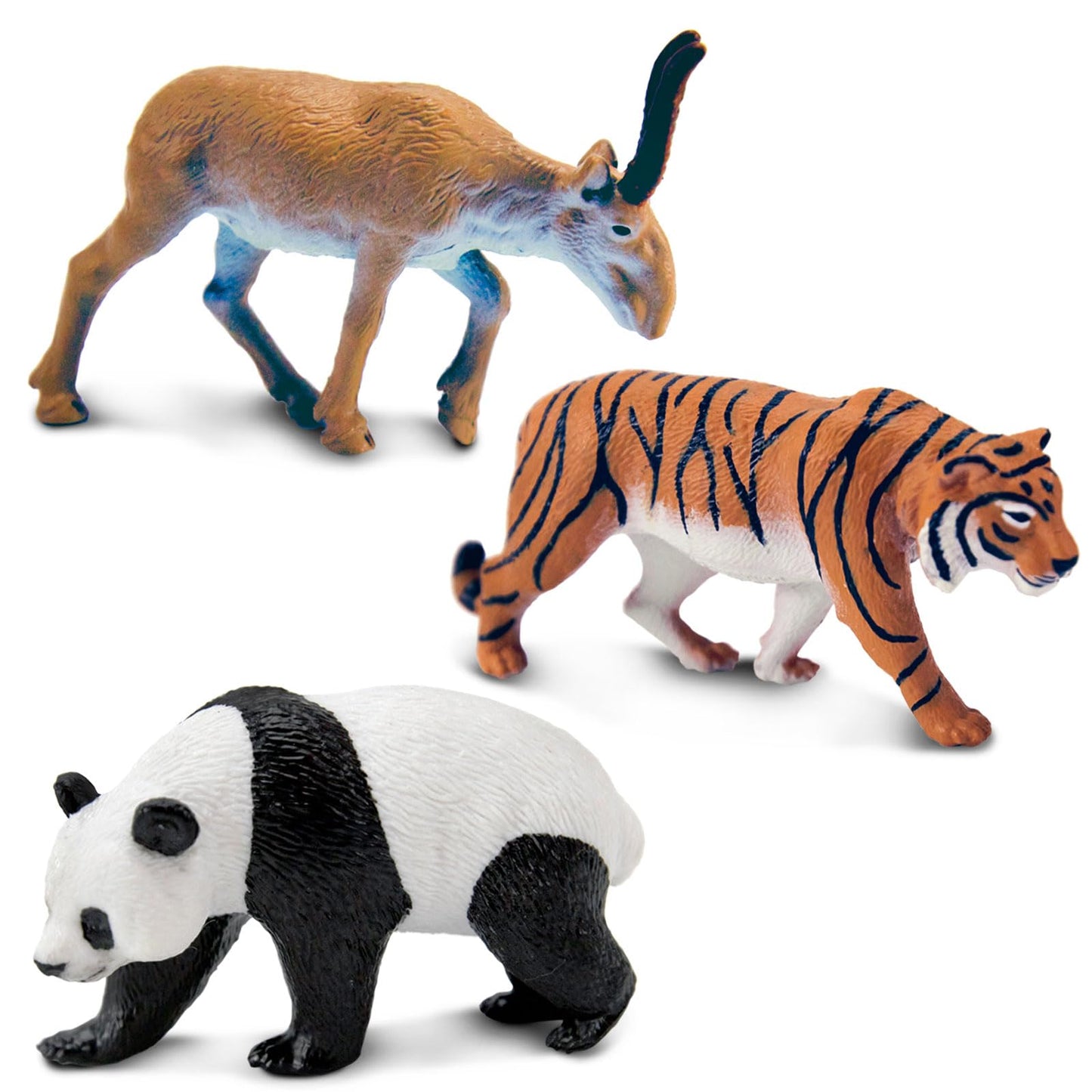 Safari Ltd. Asian Animals TOOB - Set of 8 Mini Figurines - Asian Elephant, Indian Rhino, Orangutan, Panda Bear, Tiger, Antelope, Philippine Eagle,