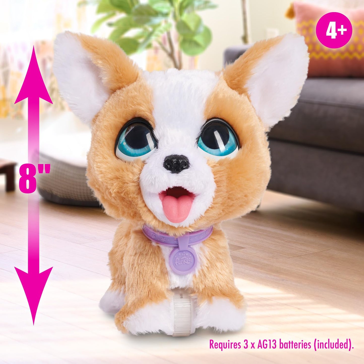 furReal Poop-A-Lots Corgi Interactive 8-inch Walking Plush Stuffed Animal, Pooping Puppy with Leash, 14-pieces, Kids Toys for Ages 4 Up by Just Play