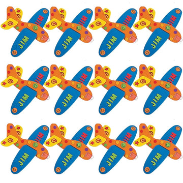 Fun Express Foam Airplanes for Kids 12 Pack - DIY Glider Plane Craft Kit with 229 Stickers | Airplane Party Favors for Birthday Activities | Flying