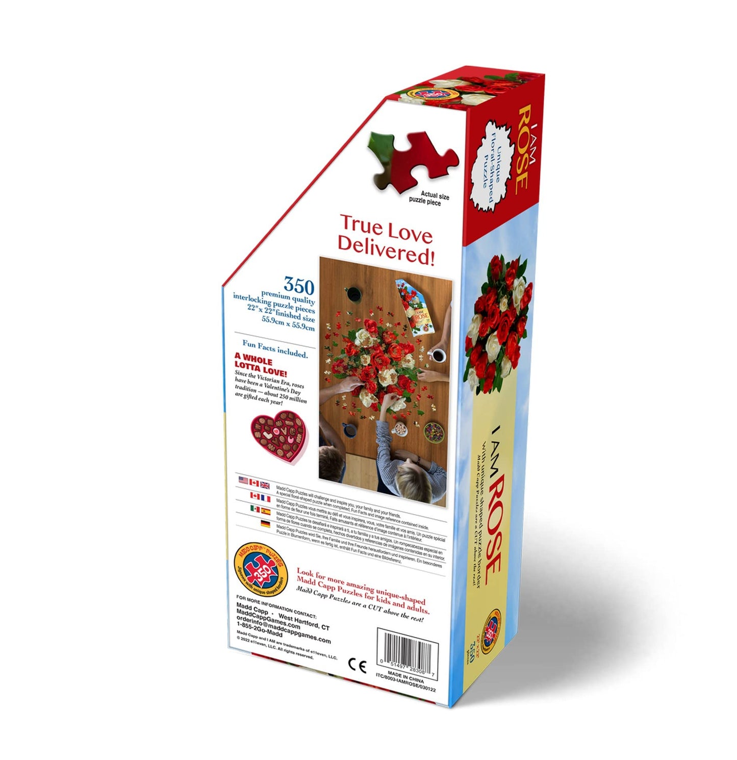 Madd CAPP: I Am Rose - 350 Piece Jigsaw Puzzle- 8003 - Ages 10+, Unique Floral-Shaped Border, Challenging Random Cut, Includes Educational Madd CAPP