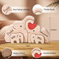 Personalized Bear Family Wooden Art Puzzle, Wooden Bear Jigsaw Puzzle with Heart, Customized Gift for Mom Dad Home Decoration (Popular Elephant Gift)