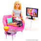 Barbie Indoor Furniture Playset, Living Room Includes Kitten, Furniture and Accessories for Movie and Game Night