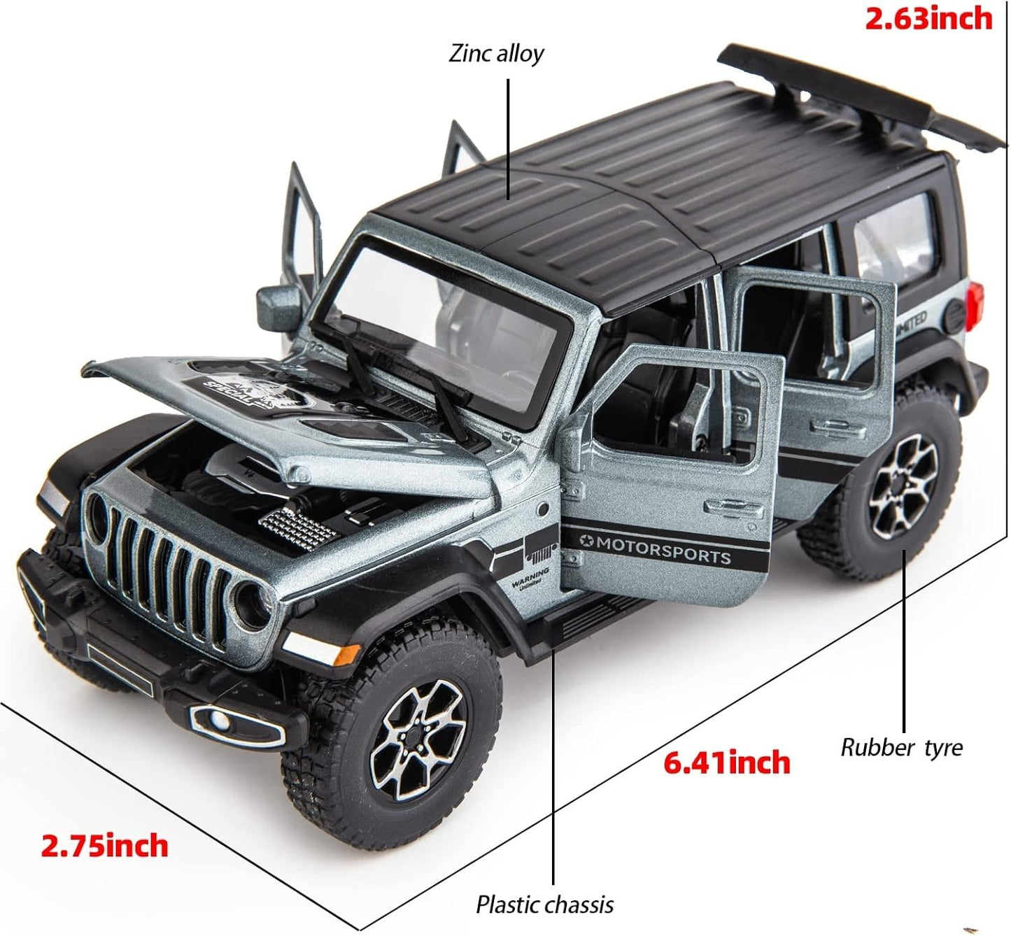 WAKAKAC Compatible for 7 Door Off-Road Toy Car 1/32 Die-cast Pull Back Model Car with Sound and Light Toy Vehicle Cars for Kids Ages 4-8 Festival Gift