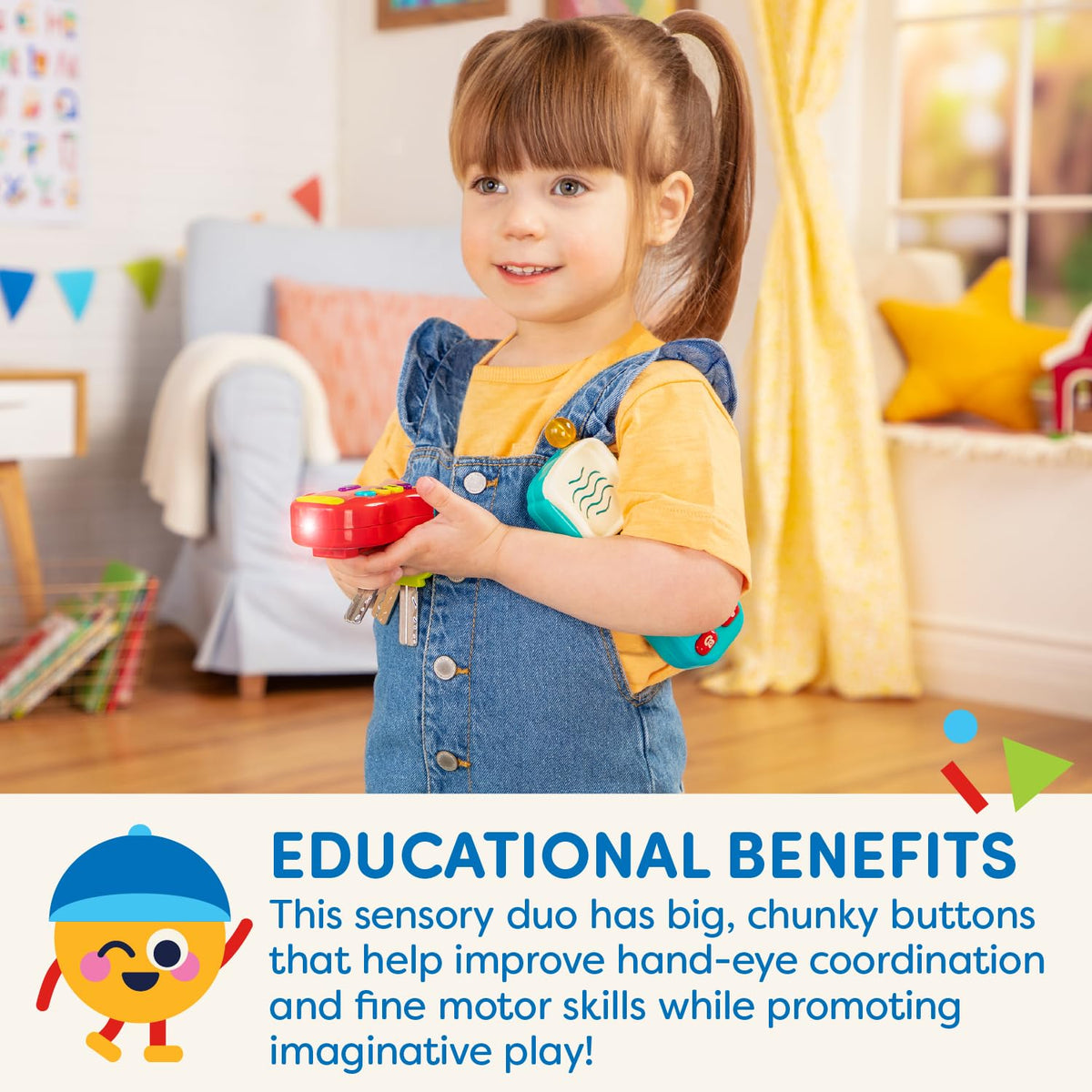 Battat Light & Sound Phone and Keys, Pretend Play Sensory Toys, Phone+Keys