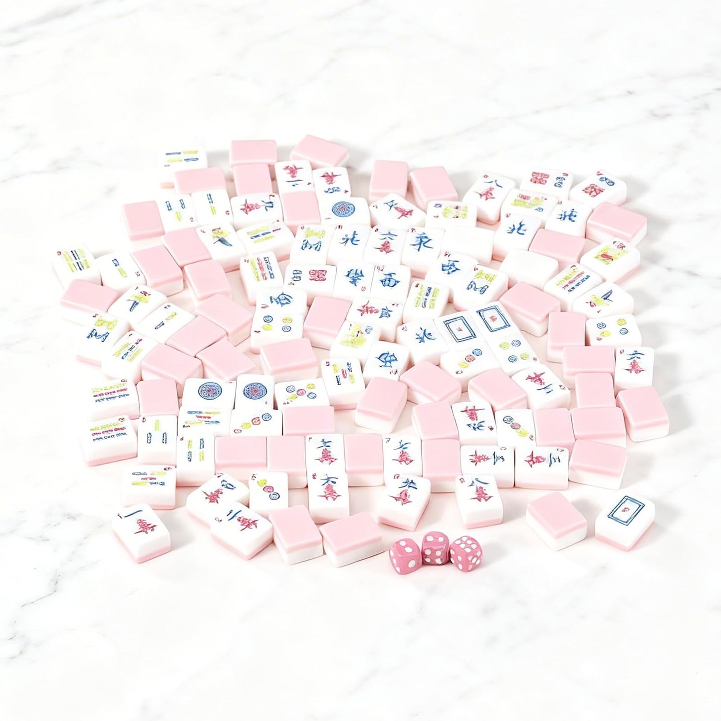 SJKHGU American Mahjong | 166 Premium 1.2-inch Ivory White Tiles | Complete Mahjong Game Set Pink