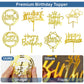 28 Pcs Happy Birthday and Butterfly Cake Toppers Set, Acrylic Gold Birthday Cupcake Toppers, Butterfly Cake Decorations