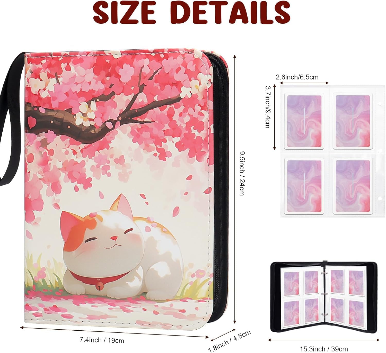 Trading Card Binder 50 Pages 400 Pockets Compatible with TCG, MTG, Yu-Gi-Oh Cards, Portable Waterproof PU Card Holder, Collectible Card Album for