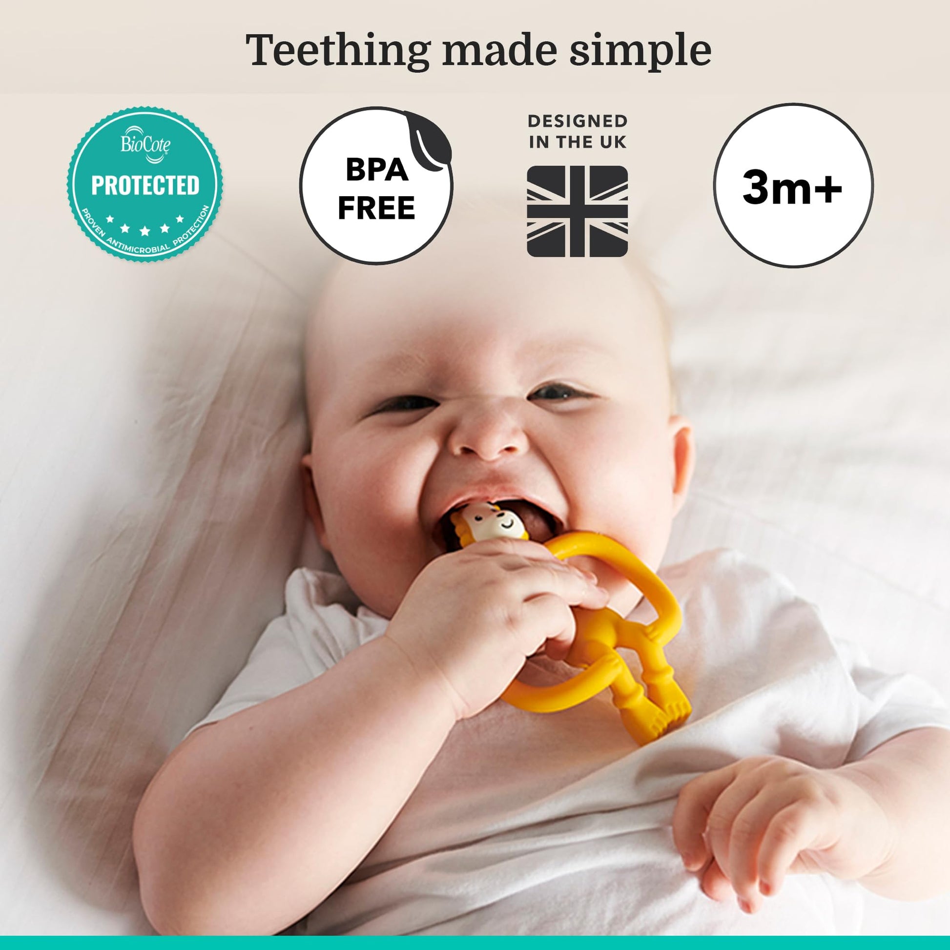 Matchstick Monkey 3-Pack Animal Teether Gift Set - BPA-Free Silicone for Teething Relief, Fine Motor Skills, Sensory Stimulation, Baby Oral Care, 3+