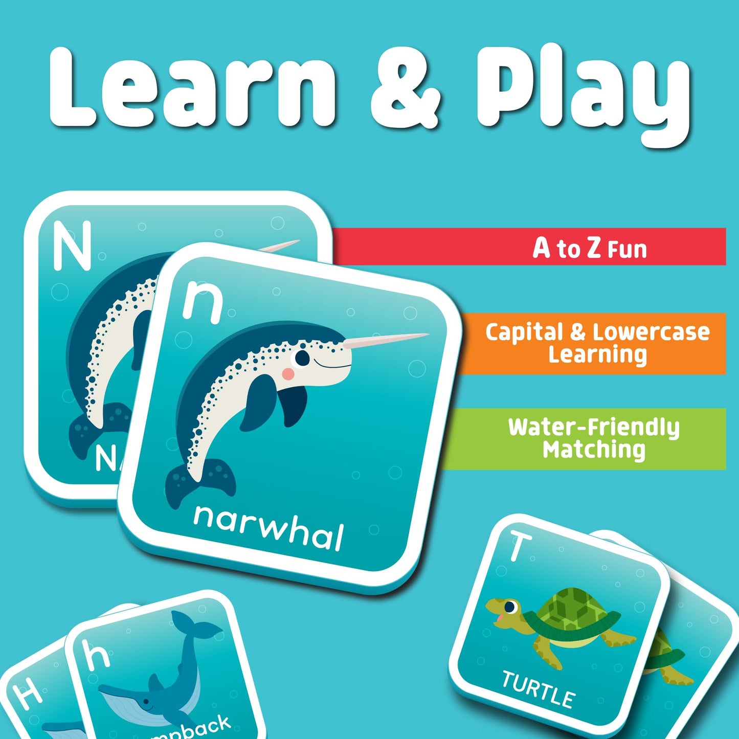 Chuckle & Roar Bath Matching Memory Game for Kids Ages 3+ - Water-Safe Foam Alphabet Matching Game for Toddlers, Bathtub & Pool Learning Fun