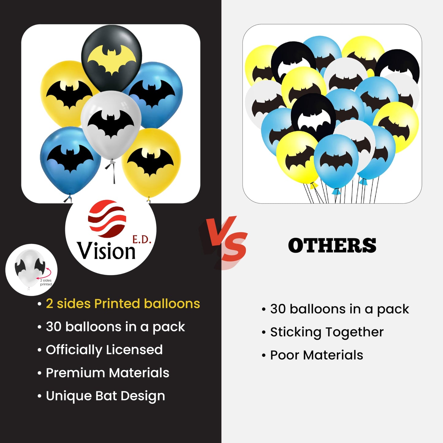 Bat Superhero 12" Birthday Balloons 30 Pcs Party Decorations Set for Kids