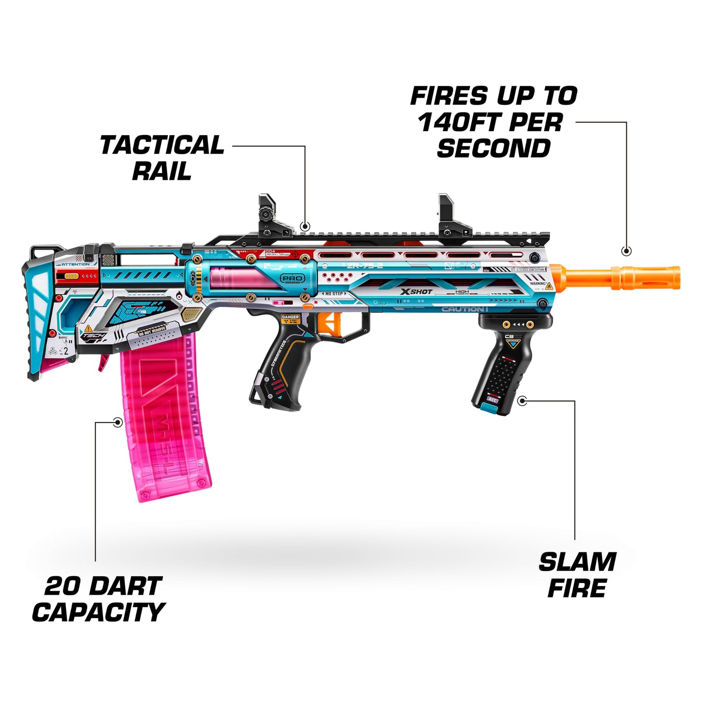 XSHOT Skins Pro Series 1 Long Shot Blaster by ZURU with 40 Darts, Air Pocket Technology Darts and Dart Storage, Outdoor Toy, Teens and Adults, Age 14+