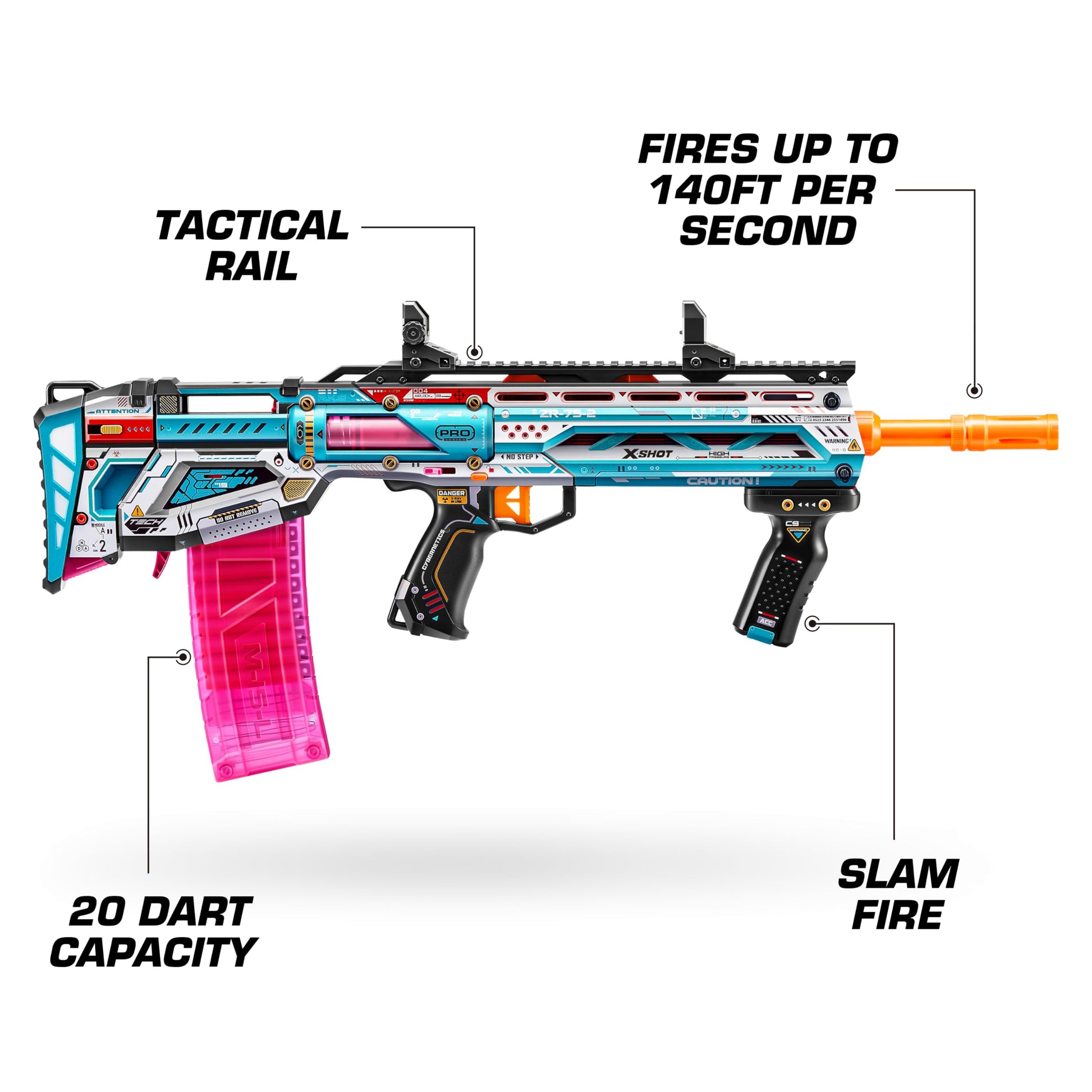 XSHOT Skins Pro Series 1 Long Shot Blaster by ZURU with 40 Darts, Air Pocket Technology Darts and Dart Storage, Outdoor Toy, Teens and Adults, Age 14+