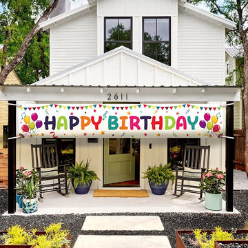 Large Colorful Happy Birthday Yard Banner Sign 118x19.7 inch with Brass Grommets and Hanging Rope Birthday Party Outdoor & Indoor Party Decoration