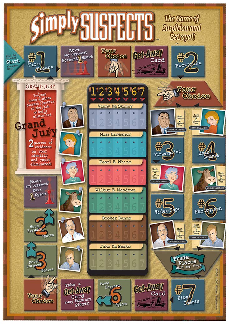 Simply Suspects - The Game of Suspicion & Betrayal - Fast-Paced Hidden Identity Detective Board Game - Family Fun for Ages 8+ 2-6 Players