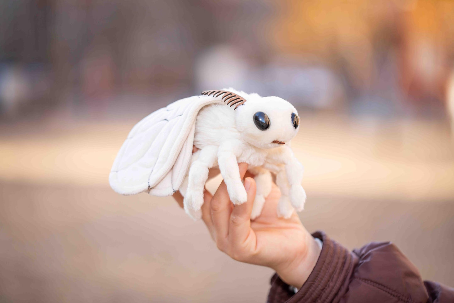 TAMMYFLYFLY Lifelike Moth Plush Toy,Cute Poodle Moth Stuffed Animal, Insect Model Toy, 7 Inches Soft Toy