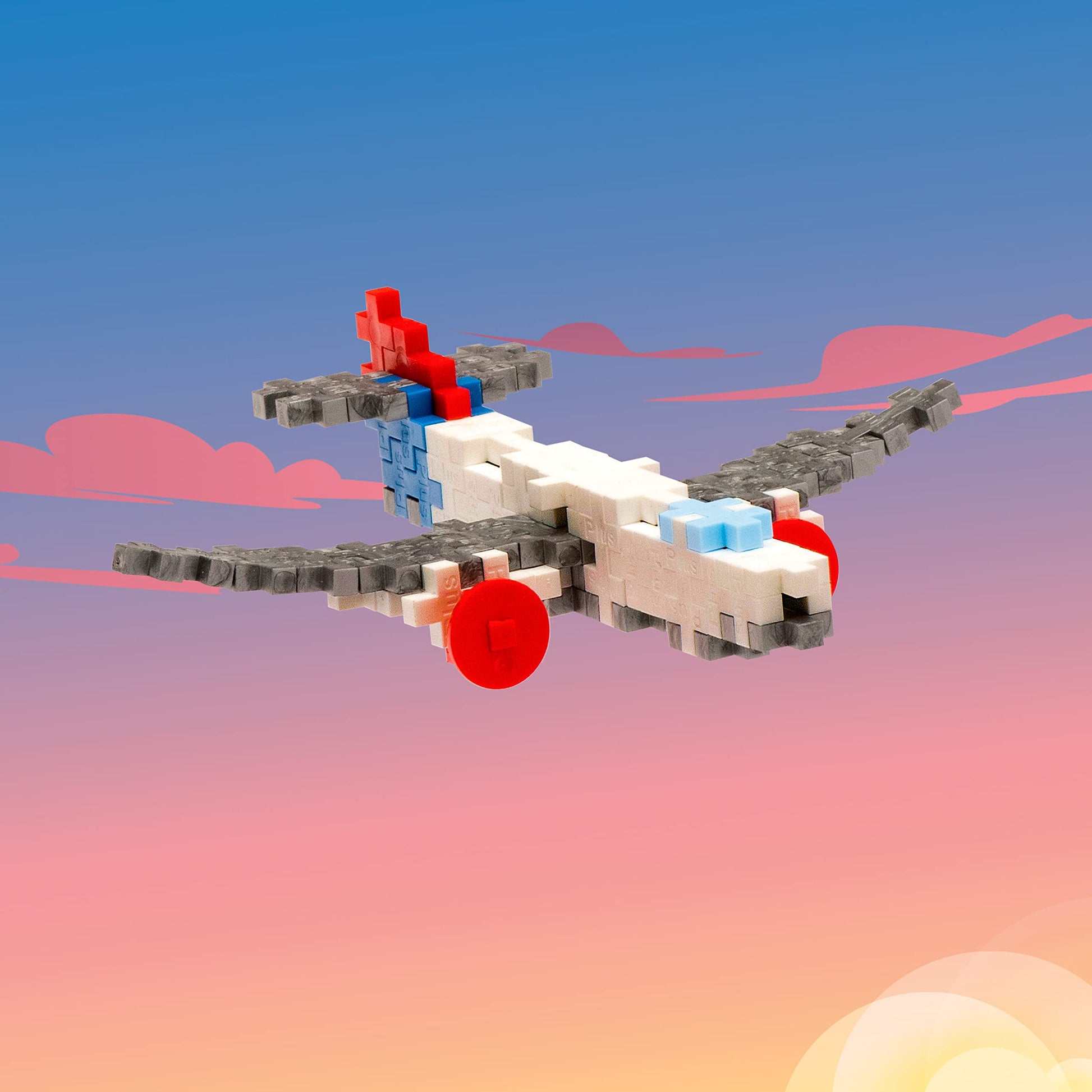 PLUS PLUS Airplane - Building Block Model Plane Kit, Mini Waffle Blocks Pieces - 3D Puzzle Stem Toy for Kids, Birthday Gift for Boy Girl