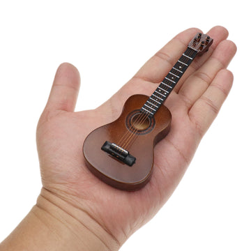 Dselvgvu Wooden Miniature Ukulele with Stand and Case Mini Musical Instrument Ukulele Replica Collectible Figurines Model Home Decoration Display