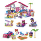 Mega Barbie Malibu Building Sets Bundle, 440 Bricks and Pieces with Fashion and Roleplay Accessories, 7 Micro-Dolls, 1 Puppy, 2 Birds and 2 Turtles