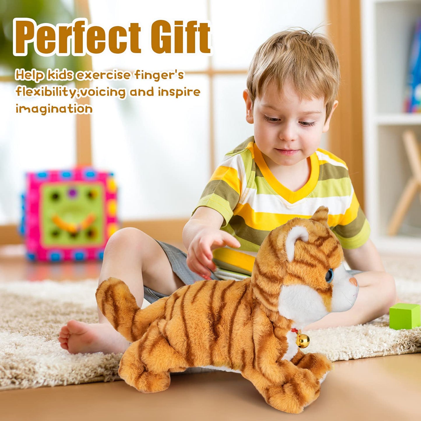 Smalody Interactive Electronic Plush Toy - Upgrade Robot Talking Cat Toys, Animals Sound Control Electronic Pet for Kids, Kitten Toys for Boys & Girls