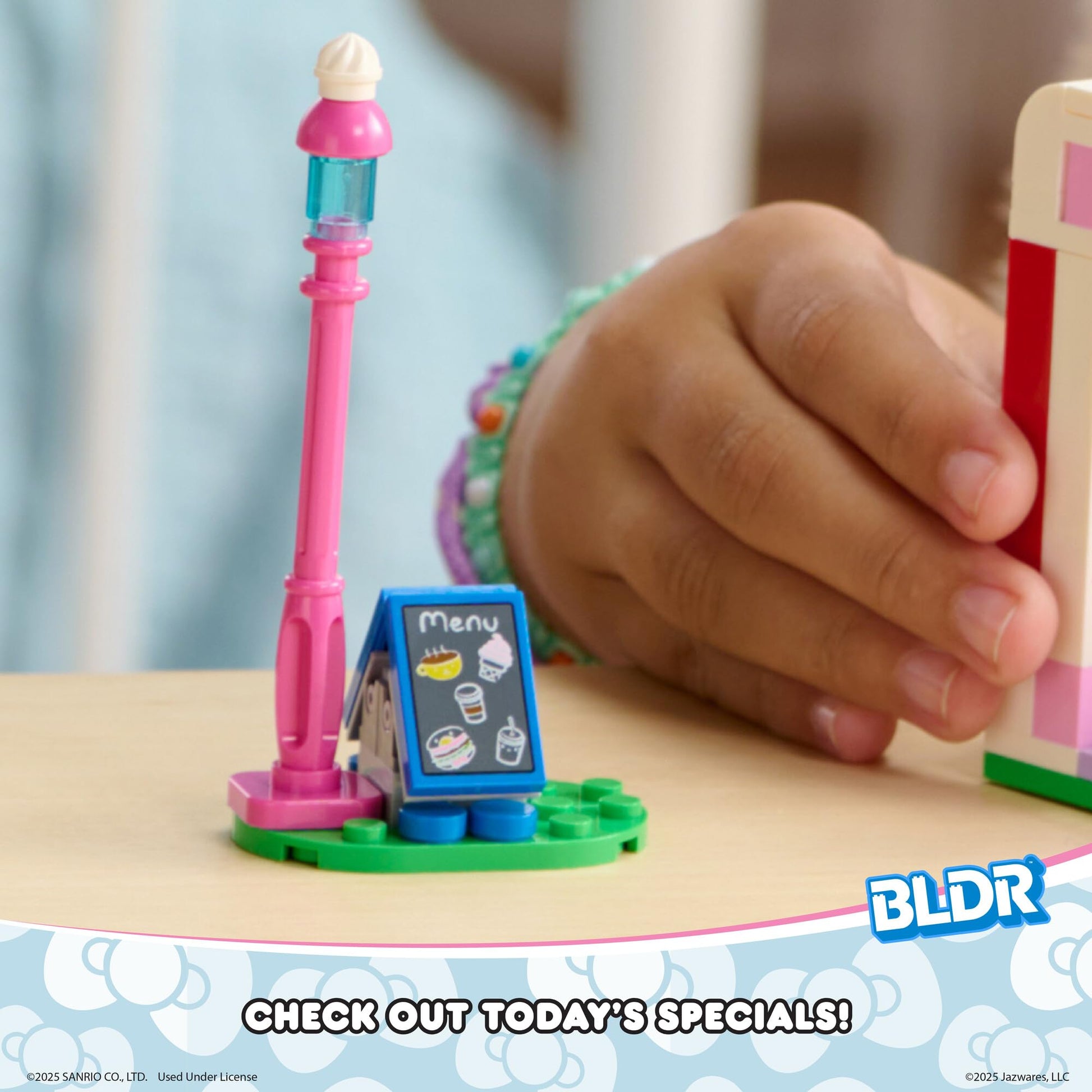 BLDR Hello Kitty and Friends, Hello Kitty’s Dream Cafe Building Set 0076 with Hello Kitty, Cinnamoroll, and Pompompurin Minifigures - Gift for Kids