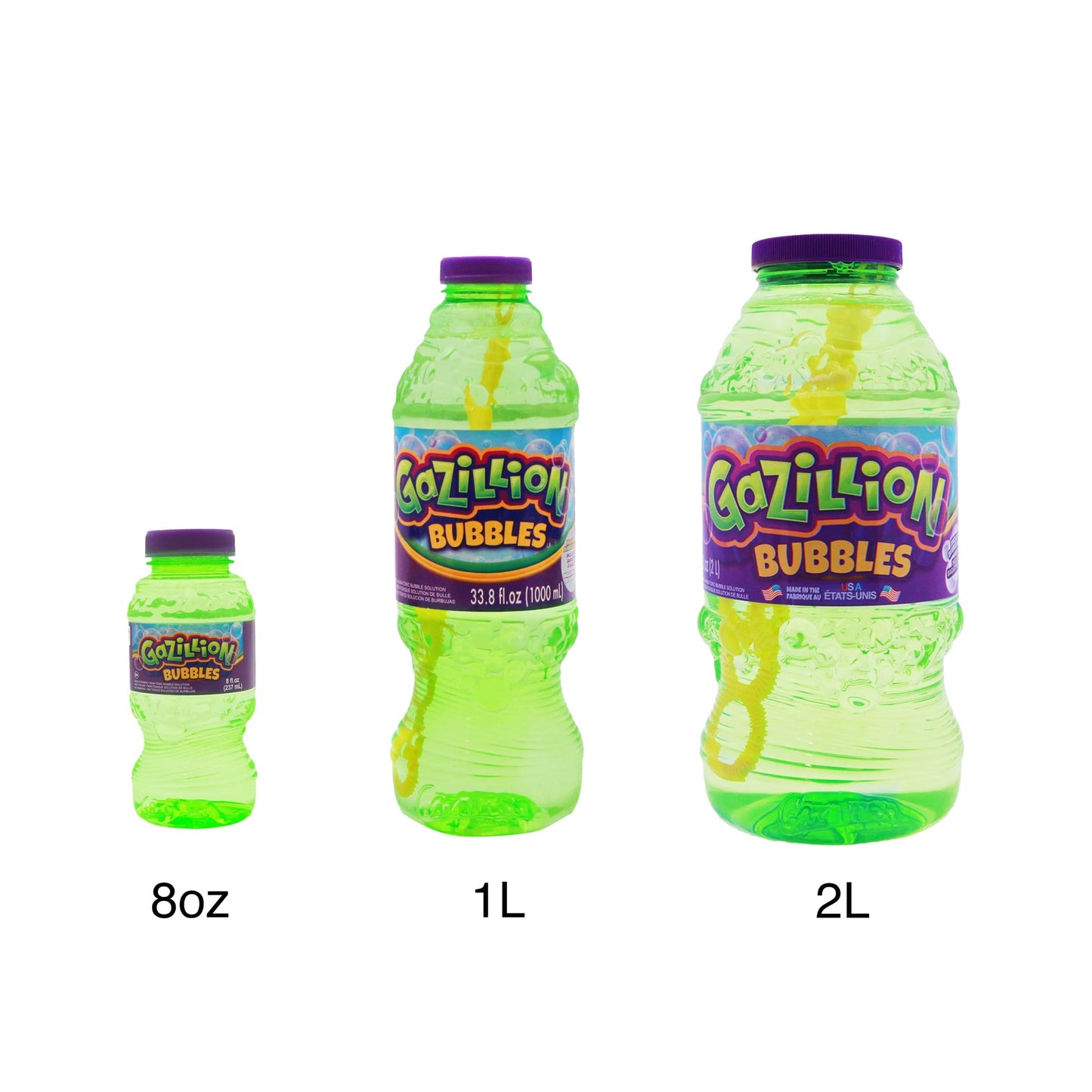 Gazillion Bubbles, Original Bubble Solution 1L - Create Bubbles with Premium Formula & 7-in-1 Bubble Wand - Non-Toxic & Safe