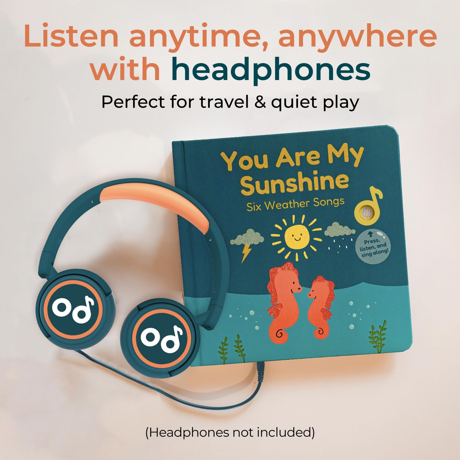 Cali's Books You Are My Sunshine Music Book Toddlers 1-3 Years Old - Nursery Rhymes Musical Book, Headphone Jack, Interactive Baby Sound Book, Singing