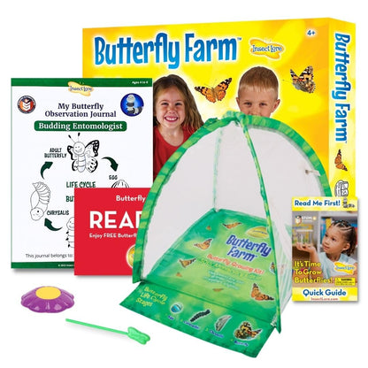 Insect Lore Butterfly Farm with Pre-Paid Voucher to Redeem Caterpillars - Ultra-Clear Dome Habitat, STEM Journal, Chrys-A-Lid Holder - Give the Gift