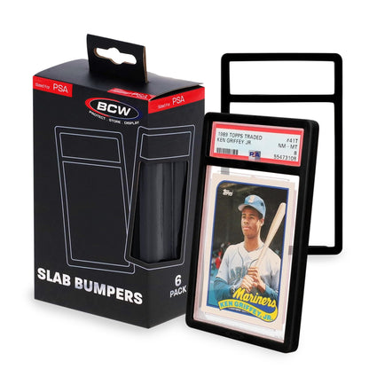 BCW Graded Card Slab Bumpers - Black | TPE Edge Protectors for PSA Slabs (2017-Current) | Secure Fit & Easy Grip | Pack of 6 Bumpers for PSA-Graded