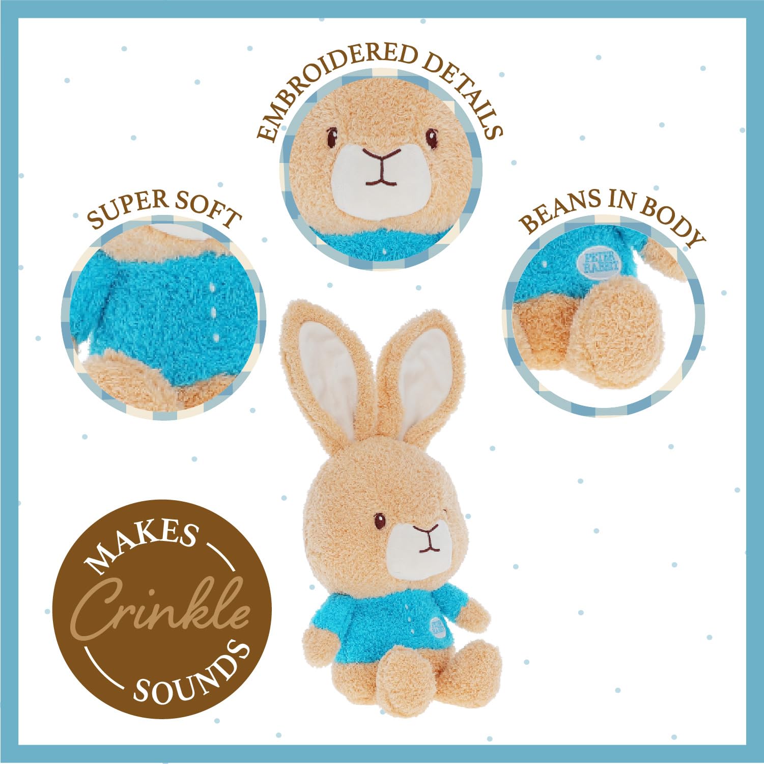 Kids Preferred Beatrix Potter Peter Rabbit Cuteeze Bunny Stuffed Animal Soft Plush Toy for Baby and Toddler Boys and Girls - 12 inch