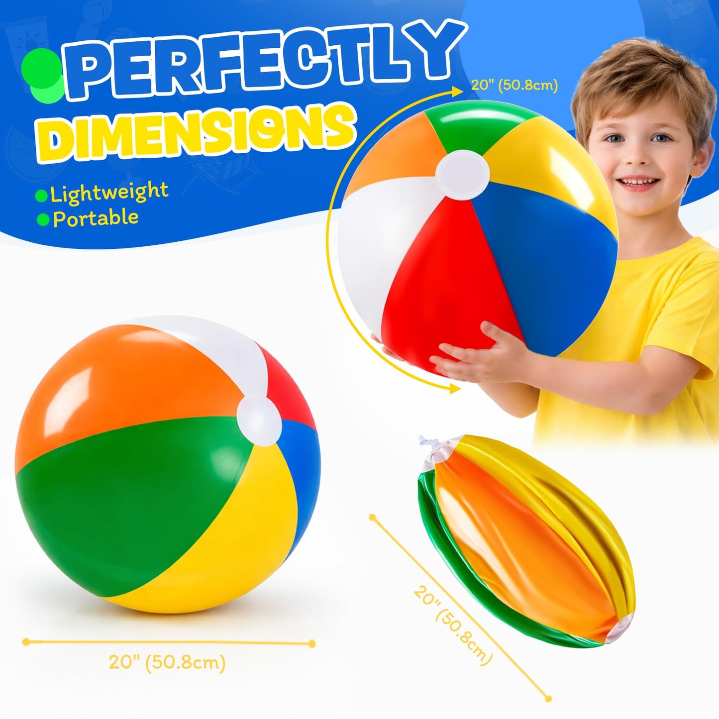 YANLIFY Beach Balls Rainbow Color Pool Toys for Swimming Pool, Summer Water Games Large Inflatable Beach Toys for Birthday Party (Beach Balls (4 PCS