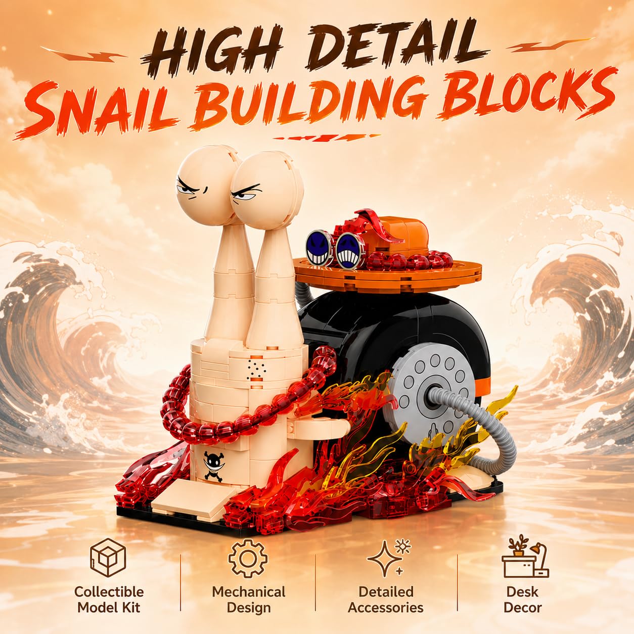 JYLWSMHU Transponder Snail Building Block Set Anime Insect Phone Bug Model Pirate Inspired Decor Home Office Adults for Teens Anime Fans Christmas