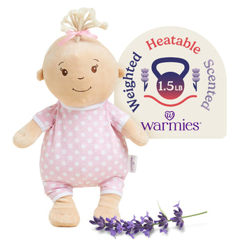 warmies Microwavable & Weighted Stuffed Animals, Baby Girl Lighter Skin - Heated Stuffed Animal Plushie for Warmth & Comfort - Soft Plush Toys