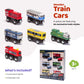 Maxim Enterprise 6-Piece Wooden Train Car Set - Classic Rolling Locomotive/Train Engines Compatible with Thomas Wooden Railway, Brio & Other Major
