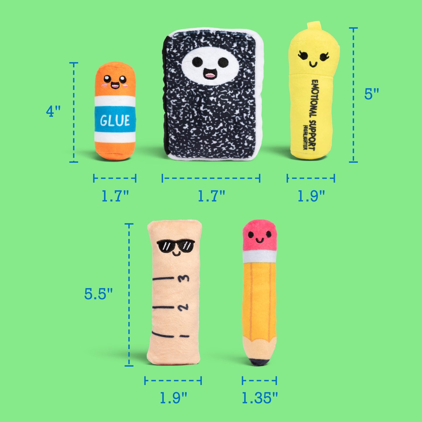 Emotional Support School Supplies Plush by Relatable - Cute Stuffed Animals and Squishy Toys, Fun Back to School Gifts for All Ages and Teacher Gifts