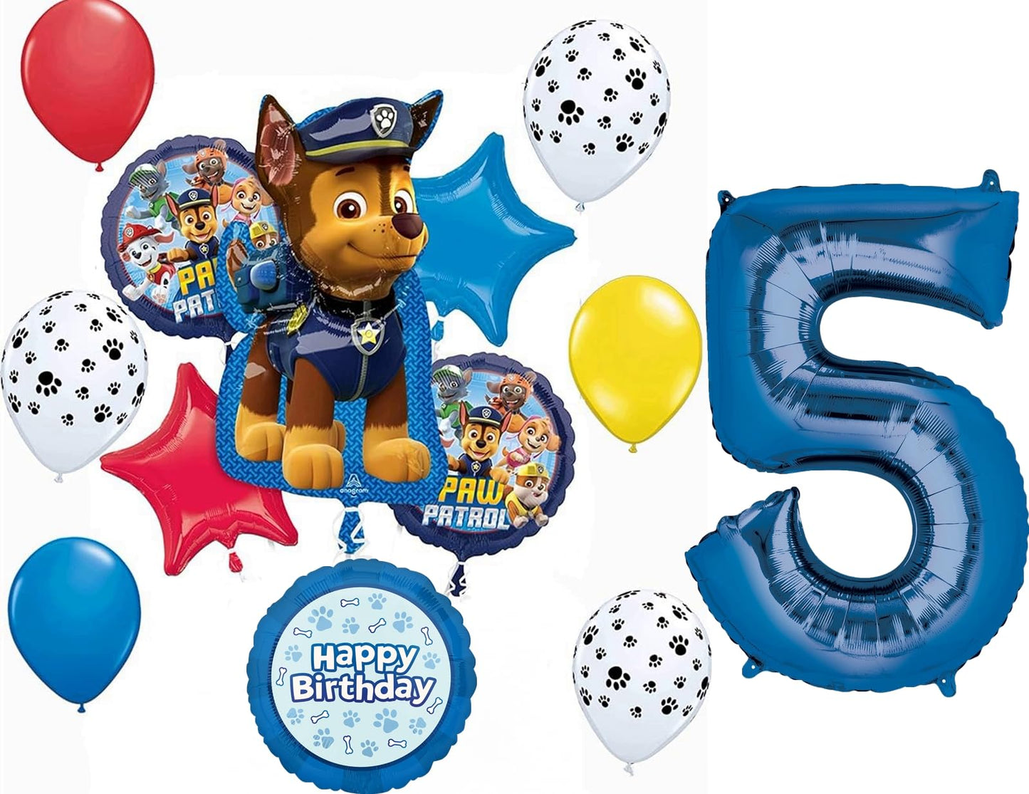Paw Pups on Patrol 5th Birthday Party Supplies Chase 13pc Balloons