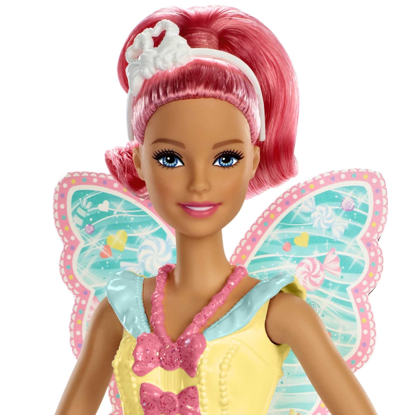 Barbie Dreamtopia Fairy Doll, Approx 12-inch, Candy Theme with Pink Hair