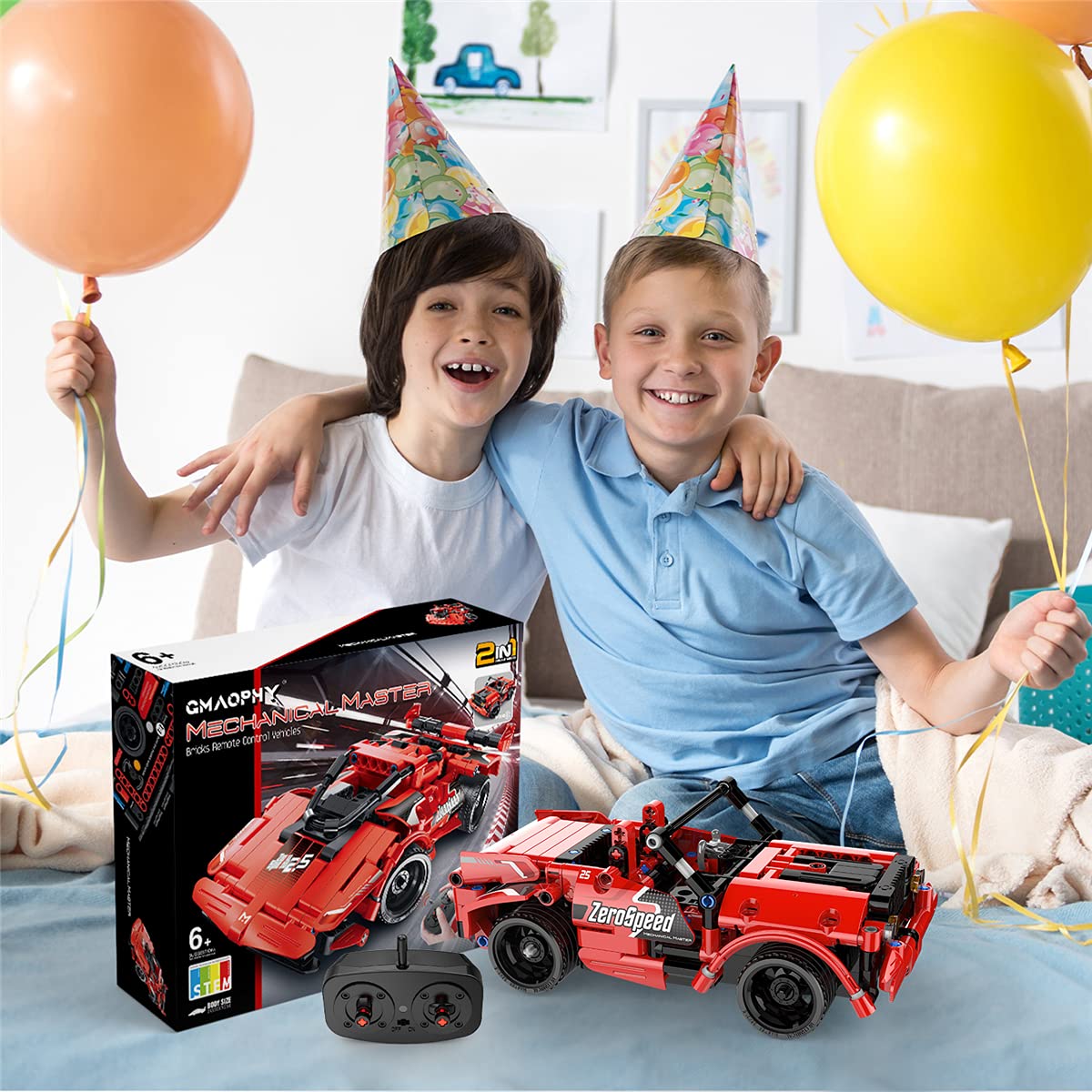 GMAOPHY STEM Building Toys for Kids Age 5 6 7 8 9 10 11 12 Years Old, 2 in 1 Remote Control Racer Car Engineering Kits, Early Learning Building