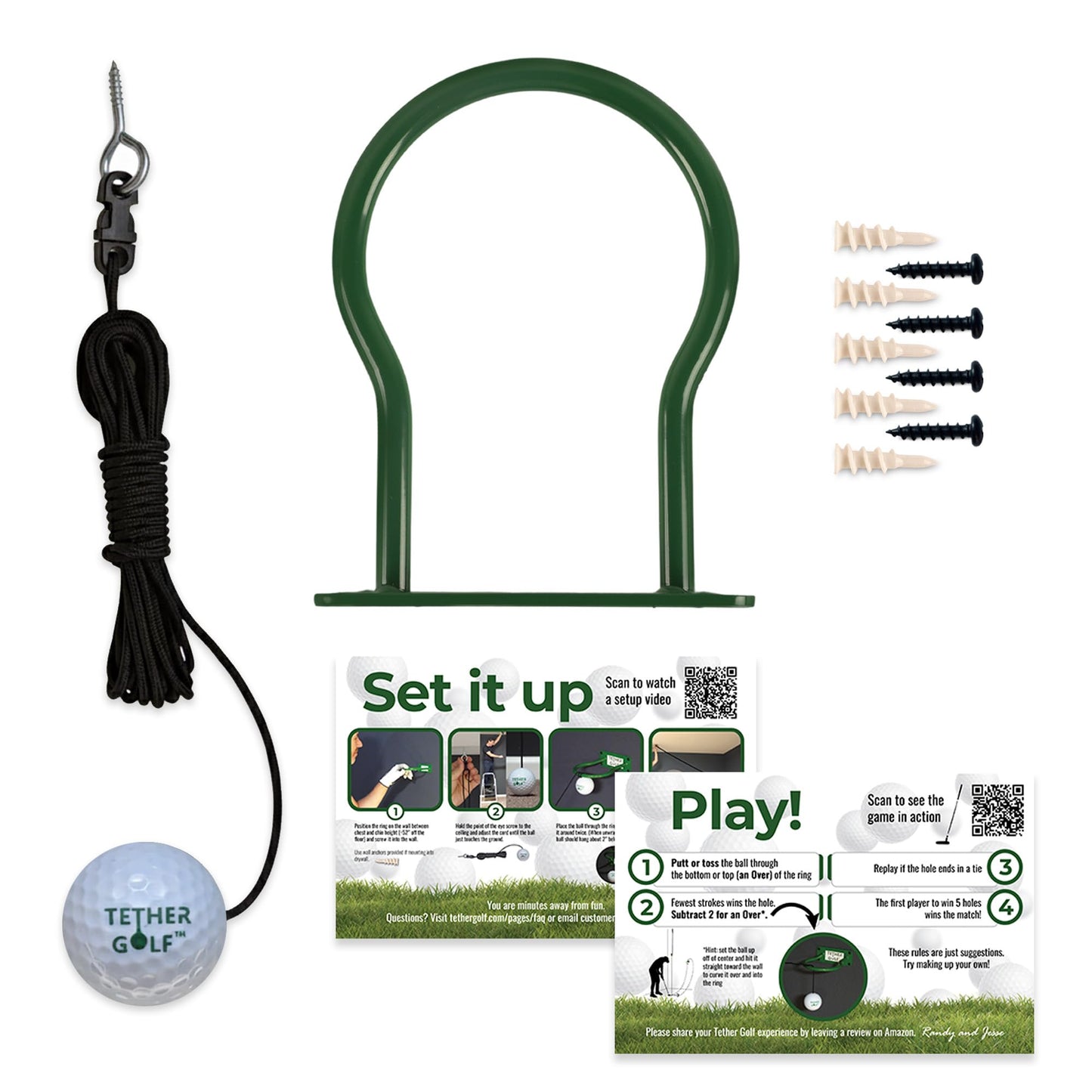 Tether Golf Mini Indoor & Outdoor Golf Game - Unique Golf Game for the Whole Family to Enjoy - Use Your Favorite Putter or Toss by Hand to Score